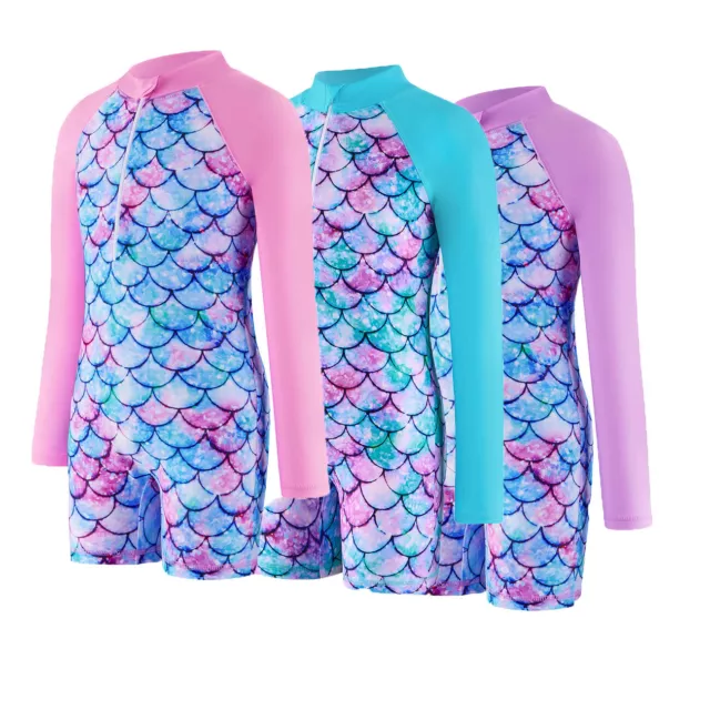 Kids Girls One Piece Mermaid Wetsuit UPF50+UV Surfing Swimming Swimwear Costume