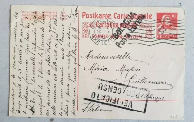 storia postale svizzera cartoline postali 1915