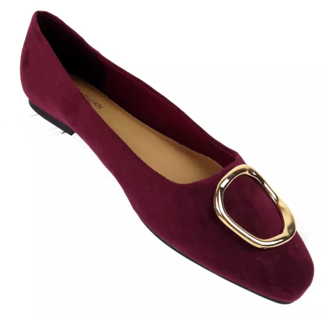 41 HAWTHORN Womens Ballet Flats Size 8.5M Burgundy Faux Suede Emmy Shoes 3