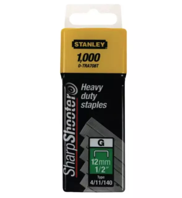 Stanley SharpShooter Heavy Duty 12mm 1/2in Type G Staples (Pack of 1000) 24h Del