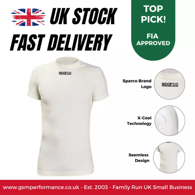 T-shirt leggera Sparco RW-4 a maniche corte bianca kart racing, non FIA