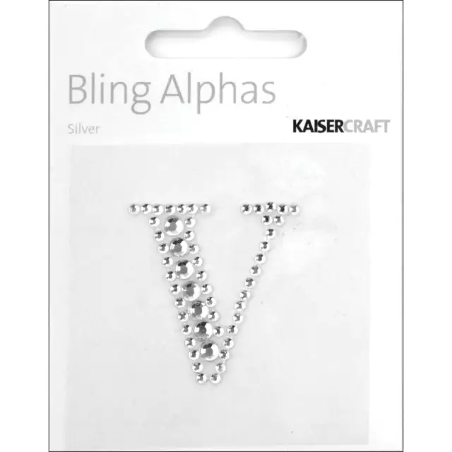 Bling Alphas Self-Adhesive Rhinestone Letter 1.375"-Silver Crystal - V, RS822