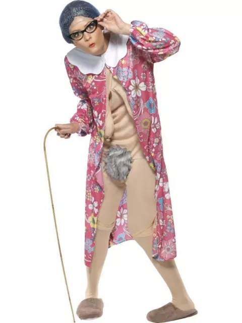 Ladies Funny Gravity Old Granny Flasher Halloween Hen Do Fancy Dress Costume