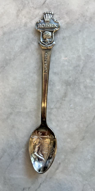 Vintage ROLEX Silver Plate Souvenir Spoon Lugano Bucherer of Switzerland CB 69