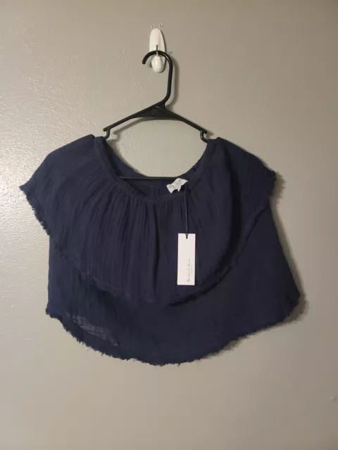 Michael Stars Marta Tube Top Blue Double Gauze Cotton Layered Shirt Size S NWT