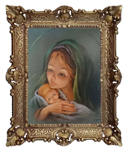 Cuadro Jesús María Iconos Santos con Marco 56x46 CM Religioso Imágenes de Mezcla