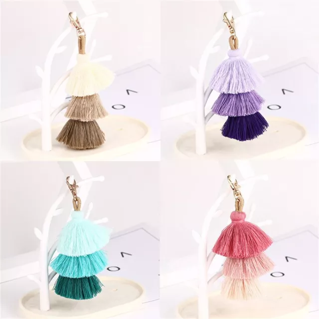 Colorful Three Layer Bohemian Keychain Handbag Accessories Tassel Bag pendant