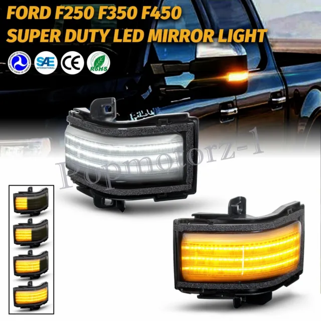 Dual Color LED Dynamic Mirror Turn Signal For Ford SuperDuty F250 350 450 550