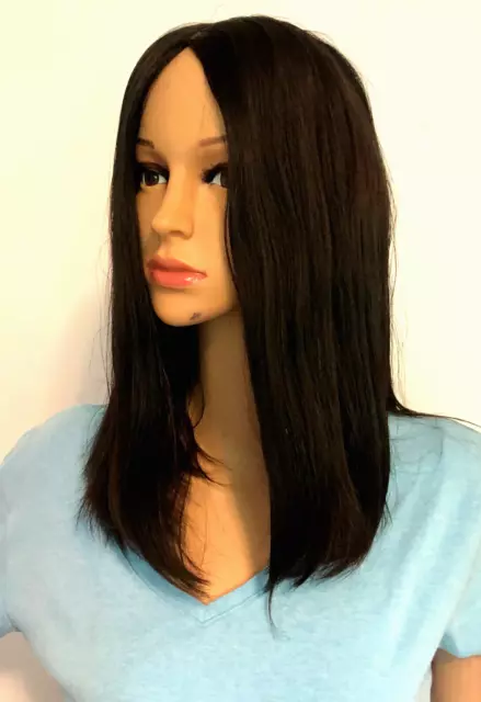 Dk Brown #2 Natural/Virgin Human Hair $1900 Kosher Straight Wig Sheitel cap 18"