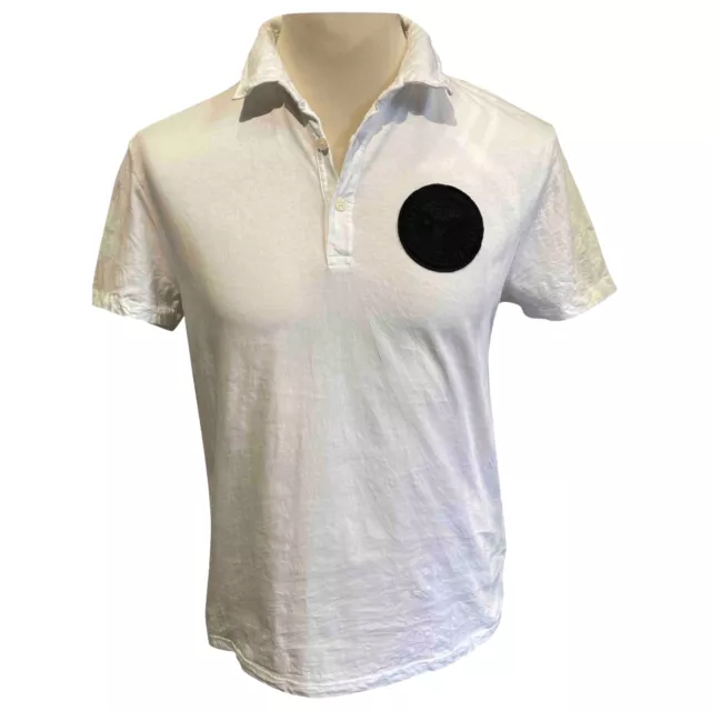 Versace Collection Polo Shirt White with Black Circle Medusa Logo Men’s