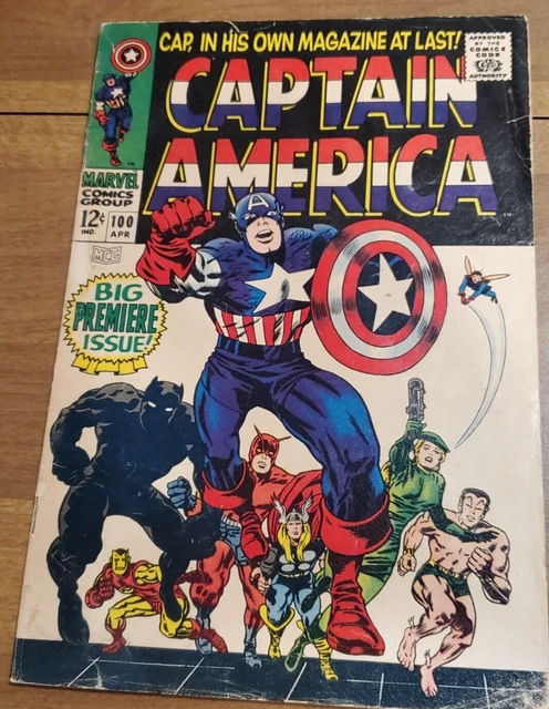 Captain America #100 (68) 1St Sa Cap Solo Title Black Panther Agent 13 Red Skull