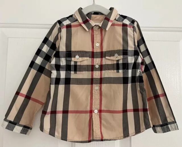 EUC! Burberry Children Baby Boys Girls Nova Check Button Front Shirt 18 months