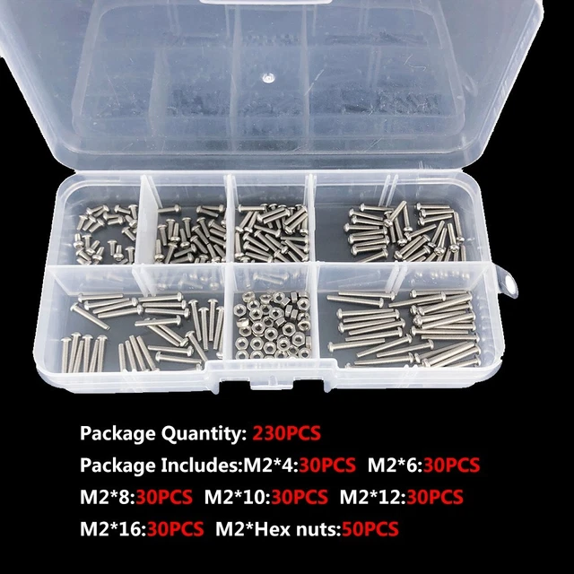 230 pz M2 set dadi viti esagonali in acciaio inox grado professionale