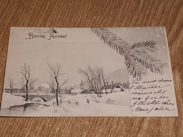 #C 54 alte Ansichtskarte Postkarte Bonne Annee Neujahr Fribourg 31.12.05 1905