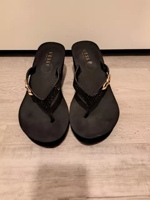 Guess Black Platform Flip Flops No Size Marking Possibly 7-8 See Measurement