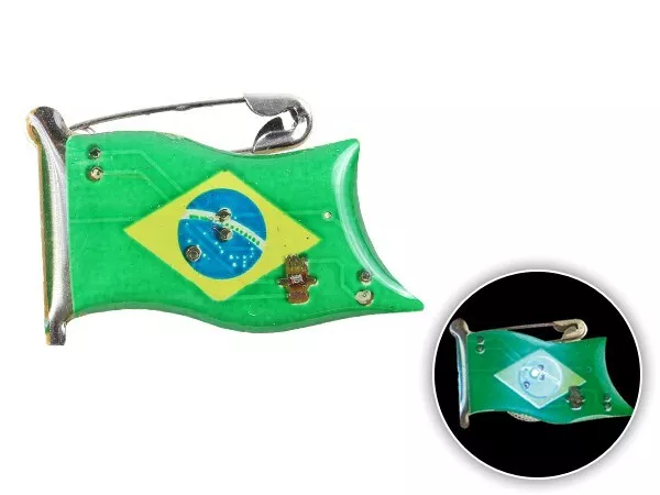 Blinki Anstecker Blinky Brosche Pin Button Brasilien Flagge Brasilia WM EM