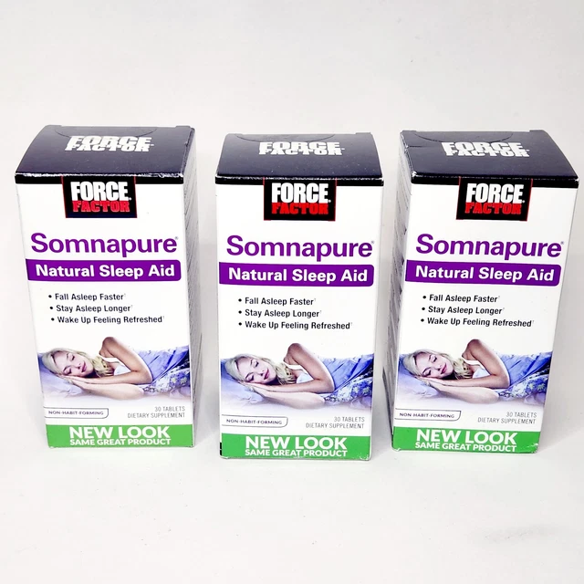 Ayuda natural para dormir Force Factor Somnapure 30 tabletas cada lote de 3