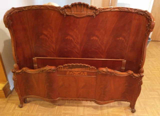 Vintage mahogany hand carved full size bed