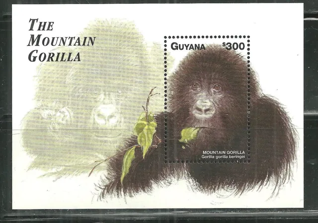 Guyana 3333 Mnh Souvenir Sheet Mountain Gorilla Scv 16.50