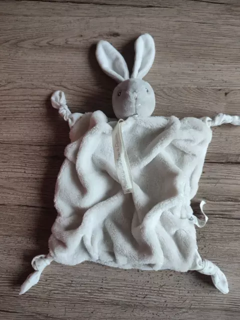 Doudou Plat Plume Lapin Gris Blanc Kaloo Tendres Et Douces  Noeuds