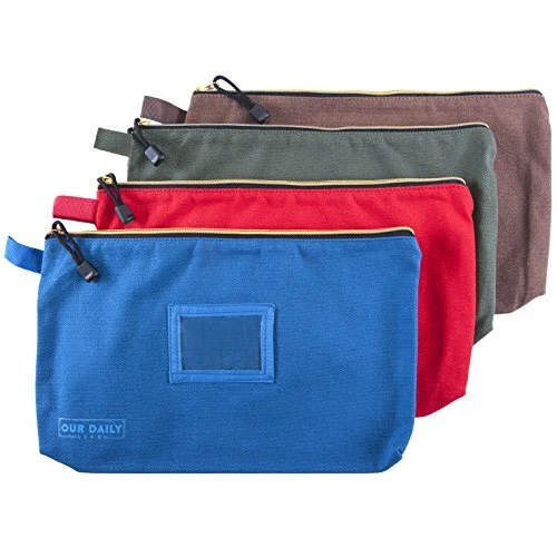 Canvas Zipper Tool Bags - 16oz Heavy Duty Utility canvas tool pouch with