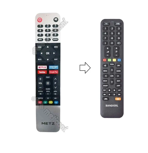 Télécommande De Remplacement Pour Téléviseurs Metz 32MTB4001, 32MTB4001Y, 32MTC6000 - Neuve