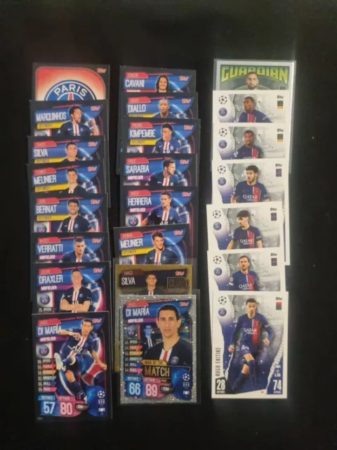 Lot De 23 Carte Topps Match Attax Uefa Champions League Sans Doubles Paris Psg