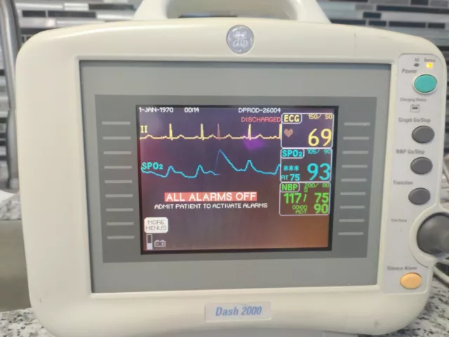 GE Patient Monitor Dash 2000 ECG NIBP SPO2 PATIENT READY