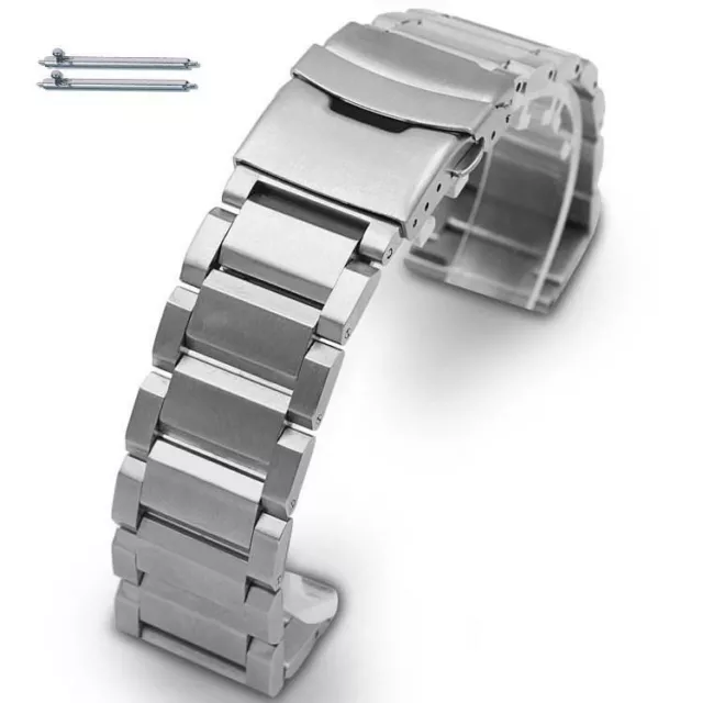 Stainless Steel Metal Bracelet Replacement Watch Band Strap Double Locking Clasp