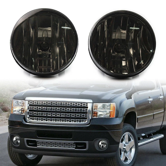 Front Bumper Fog Lamp Light Gray Fit 2007-2013 GMC Sierra 1500 2500 HD Pair po