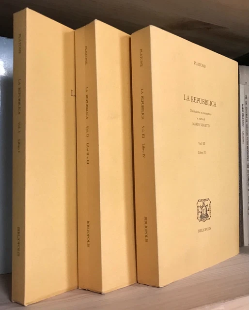 Platone La Repubblica a cura Mario Vegetti Tre Volumi Bibliopolis 1998