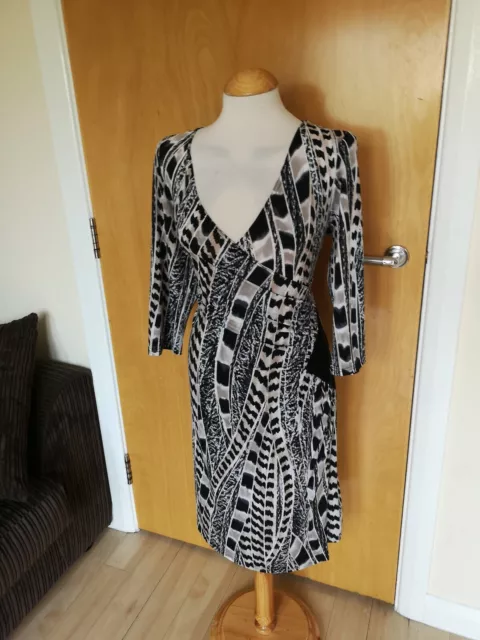 Ladies Dress Size 12 Faux Wrap Stretch Smart Casual Day Office Work