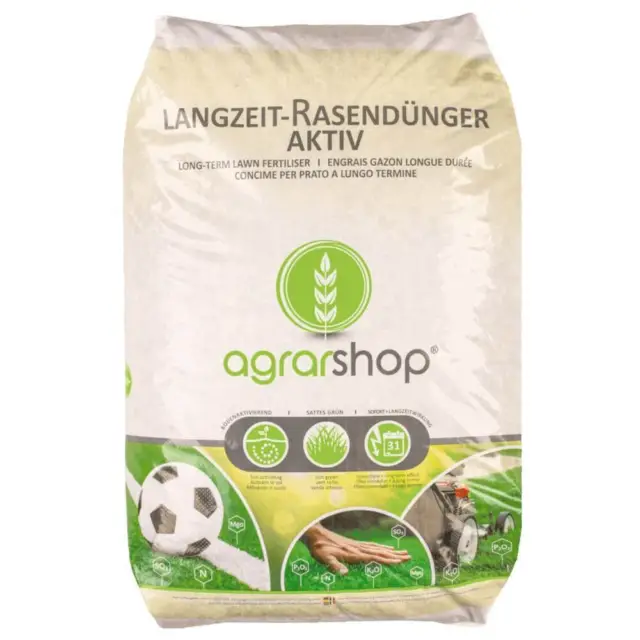 Agrarshop Engrais gazon longue durée actif 20+5+8 avec LZW 25 kg d&#039;engrais