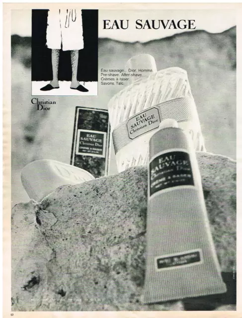 PUBLICITE ADVERTISING 105  1968  EAU SAUVAGE de DIOR par RENE GRUAU savon after