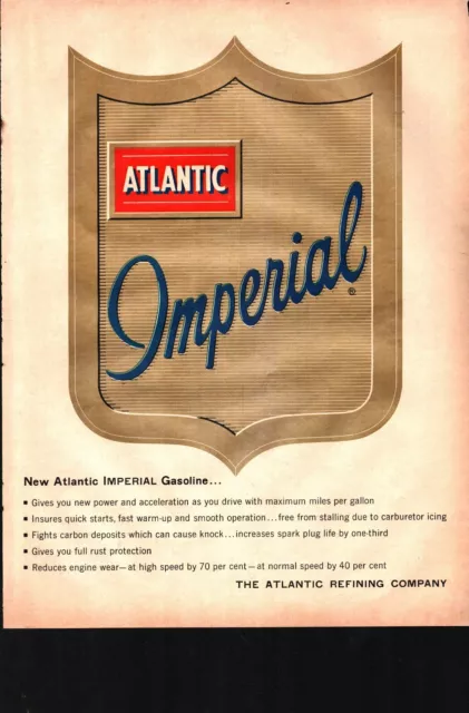 1957  PRINT AD IMPERIAL ATLANTIC GasolineOLD AD nostalgic b4