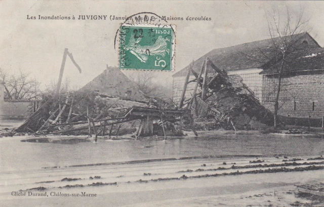 CPA 51 Les Flundations à JUVIGNY (January 1910) Collapsed Houses