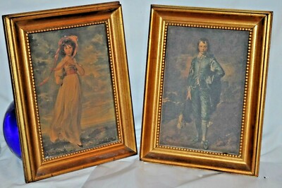 FRAMED Pair BLUE BOY Gainsborough & PINKIE Lawrence 9" x 11 3/4" PRINTS ART