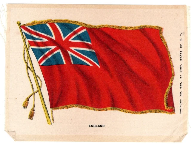 1910-1915 Cigar Box Cigarette Silk Flag-Approximately 5 X 7 inches-ENGLAND