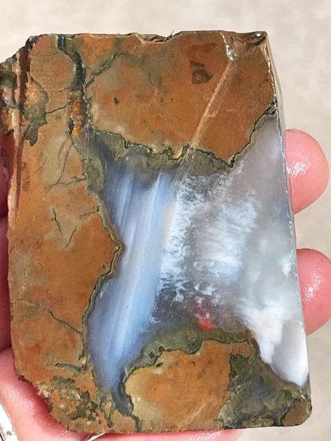 Priday Plume/Moss Agate Thunderegg slabs lapidary 114 grams (2)