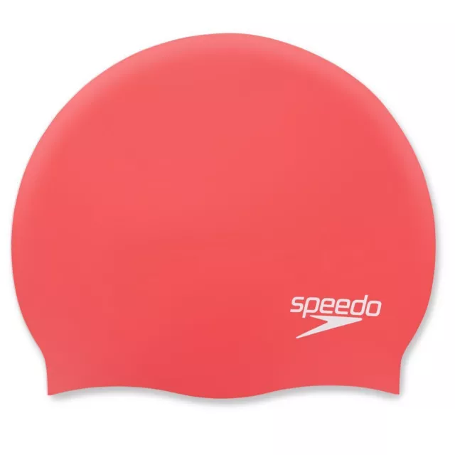 Speedo Plain Moulded  Silicone Swim Cap - Red & White, Silicon Swimming Cap, Swi