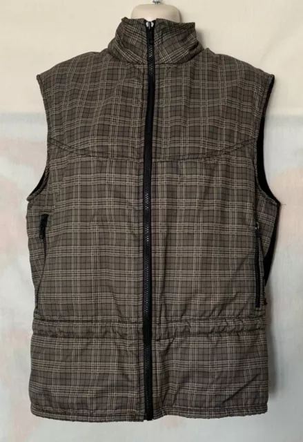 Kerrits Vest Jacket Beige Brown Plaid On Course Lge Fleece Back 43in Chest Dcord