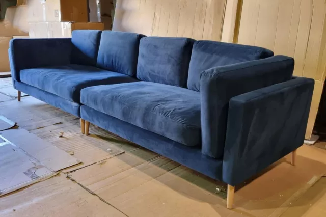 Swoon Munich 4-5 seater Sofa in  Blue Velvet