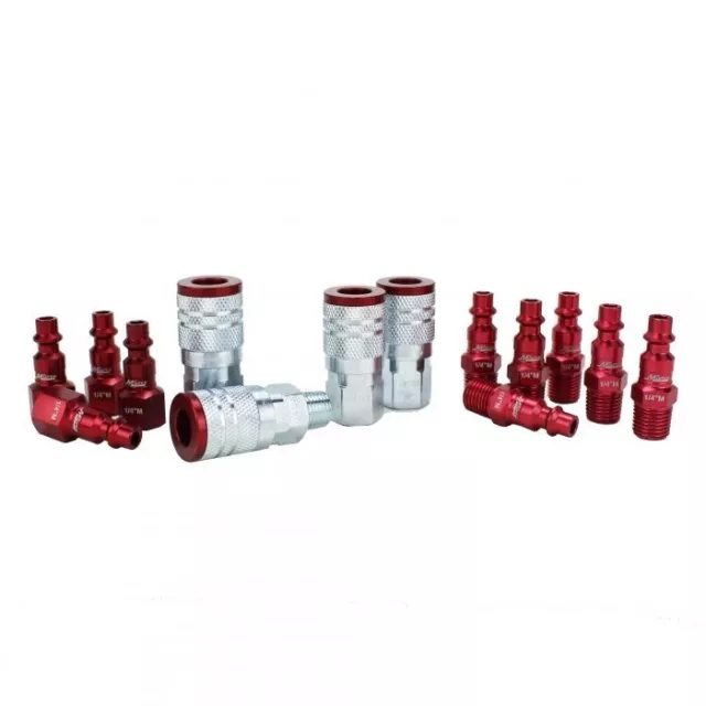 Milton® COLORFIT® Coupler & Plug Kit - (M-STYLE® , Red) - 1/4" NPT (14-Piece)