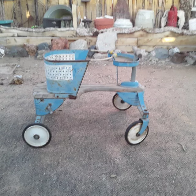 Antique Genuine TAYLOR TOT Baby Stroller 40s-50s Blue Walker Scooter Buggy