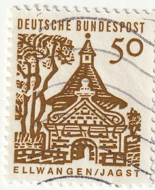 Briefmarke Mi.Nr.: 458, BRD, Bauwerke. Kleinformat., olivbraun, gestempelt