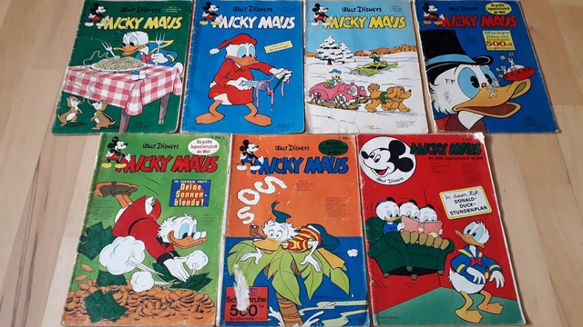 Micky Maus - Konvolut 7 Comichefte von 1962-70 mit Auto-/Fußball-Album