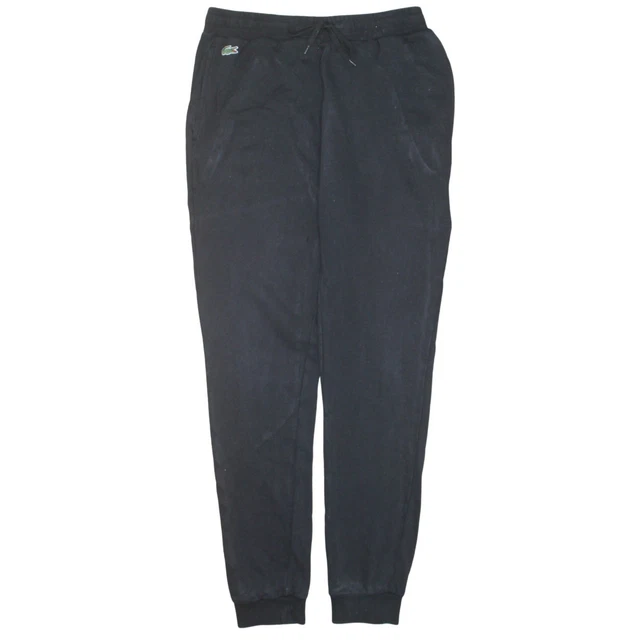 Lacoste Mens Joggers Black French Terry Embroidered Croc Logo Cuffed Relaxed M
