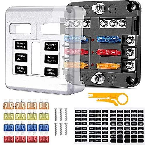 6 Voies Boîte à Fusibles Porte Fusible avec Bus Négatif Blocs Fusible Lame av...