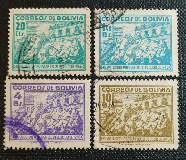 1947 Bolivia "Revolution Of July 21" Part Set 4 Values Spanning Sg456-461 Used