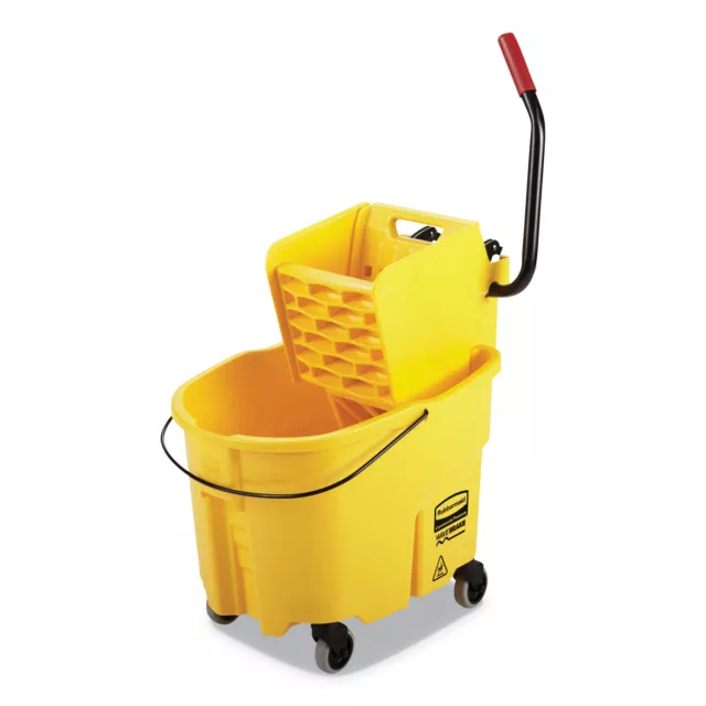 Rubbermaid Commercial Wavebrake 35 Quart Bucket/Wringer Combinations Yellow